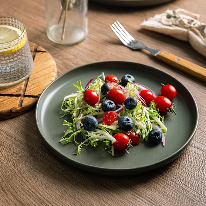 AmorArc Ceramic Dinnerware Sets, Wavy Rim Stoneware Plates and Bowls Sets, Highly Chip and Crack Resistant | Dishwasher & Microwave & Oven Safe Dishes set, Service for 6 (18pc)