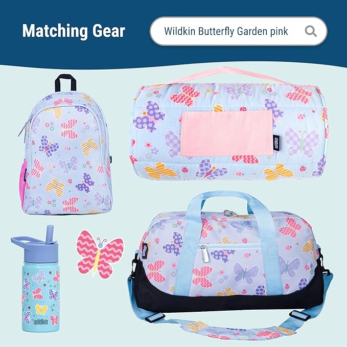 Wildkin Kids Insulated Lunch Bag – Reusable, Ideal for Hot/Cold Snacks, School & Travel - Butterfly Garden