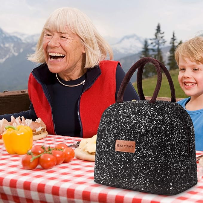 BALORAY Lunch Bag for Women Men Insulated Lunch Box for Adult Reusable Lunch Tote Bag for Work, Picnic or Travel (Black Starry)
