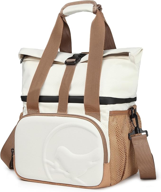 SUNNY BIRD Dual Compartment Lunch Bag Insulated Lunch Box for Women and Men (Ivory White 01)