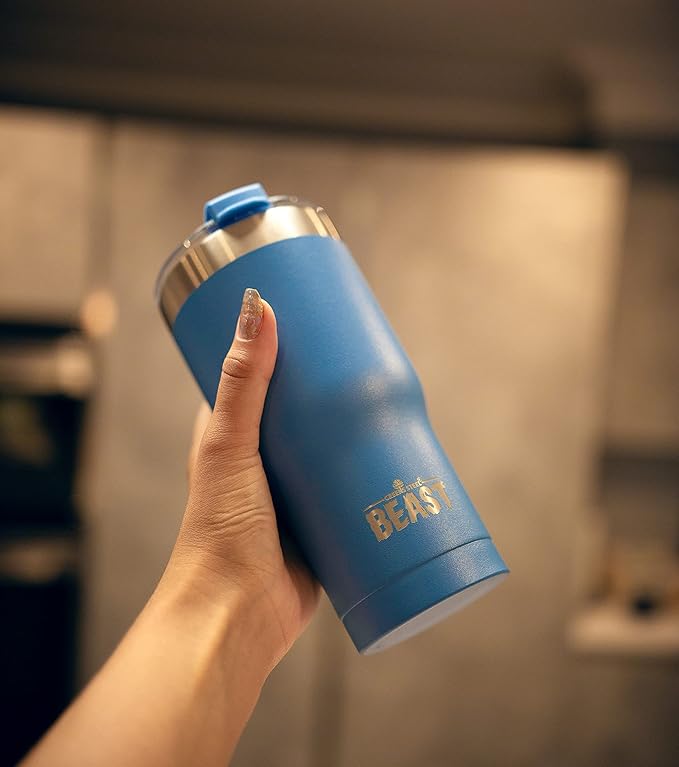 Beast 30 oz Tumbler Stainless Steel Vacuum Insulated Coffee Ice Cup Double Wall Travel Flask (Stormy Sky Blue)