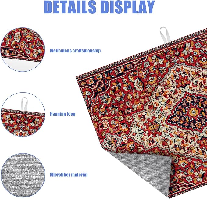 Boho Vintage Ethnic Dish Drying Mat for Kitchen Counter Persian Original Tribal Drying Pad Absorbent Dish Drainer Rack Mats Draining Pad