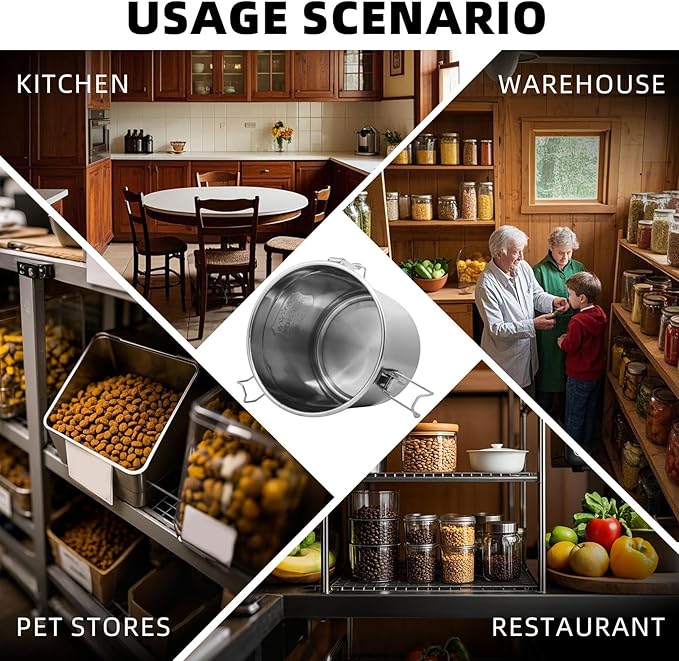 6L/1.6 Gal 304 Stainless Steel Containers with Lids 202 Oz Stainless Food Containers with Lids and Lock Hole Airtight Container for Kitchen Stainless Steel Bucket 304 stainless container