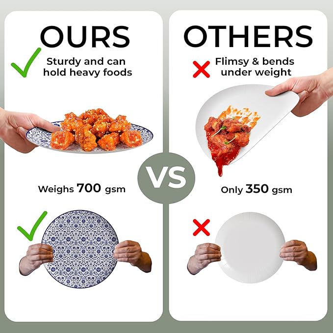 Trendables Heavy Duty Paper Plates Set For 32 Guests - 32 Each Of 8-inch And 10-inch Disposable Plates For Party - Fancy 64 Piece Dinnerware Set For All Occasions | Floral Design, Florentine