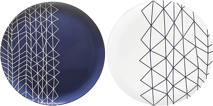 bzyoo 100% Melamine 14 inch Round Platter Dishwasher Safe Food Serving Tray for Casual dining Indoor and Outdoor Dining Party Cocktails (Spidy French Navy)