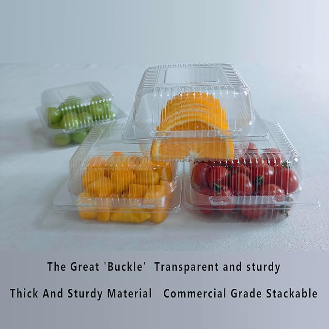 50 Packs clear hinged plastic containers, plastic Cake Slice Container, Square Hinge Food Containers cupcake containers
