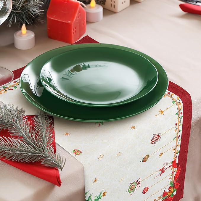 Christmas Pine Tree Napkins, 18×18 Inch Embroidered Cotton Napkins Set of 4, Washable Cotton Soft Absorbent Square Table Top Decoration for Dining Kitchen Party Wedding