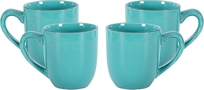 Stoneware Euro-Nordic 20pc Dinnerware Set, Shiny Turquoise Glaze with Speckle Effect