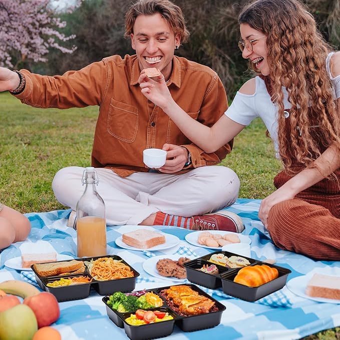 34oz 3-Compartment [1 Pallet-4950 Pack] Meal Prep Containers with Lids, Plastic Food Prep Containers Microwave, Freezer, Dishwasher Safe Leakproof Durable Food Storage Lunch Box To Go Take Out