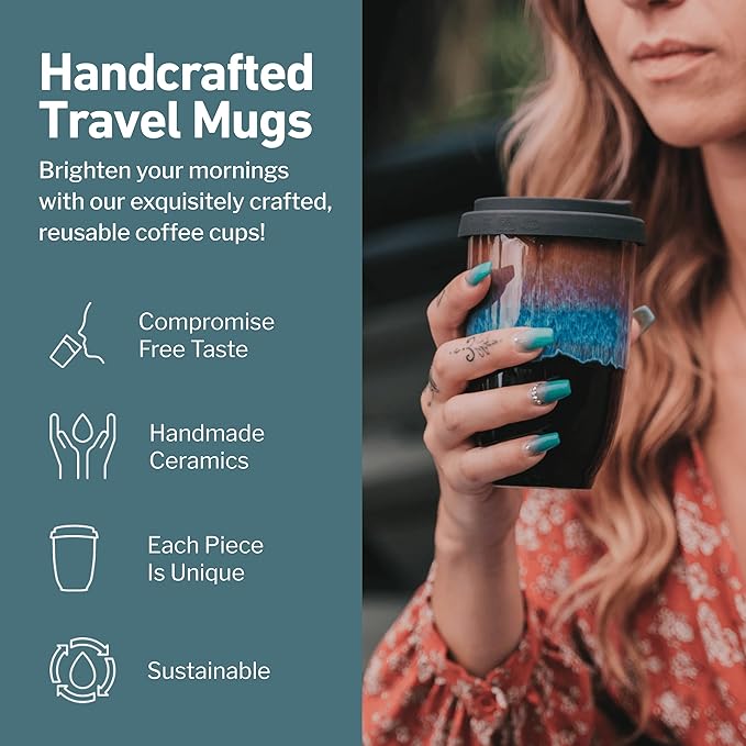12oz Travel Coffee Mug - Unique Microwave & Dishwasher Safe Tumbler With Lid - Gifts For Women & Men
