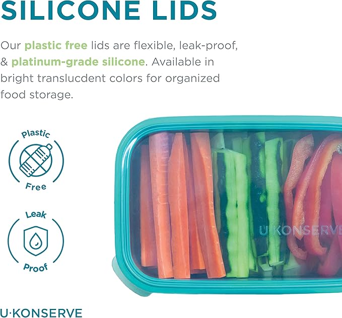 U Konserve Stainless Steel Rectangle Food Storage Bento Box Container, Leak Proof Silicone Lid Dishwasher Safe - Plastic Free, (25oz Cosmice Blue)