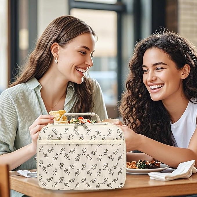 Bluboon Kids Girls Lunch Bag Insulated Lunch Box for school Corduroy Lunch Cooler Organizer School Kids Lunch Tote