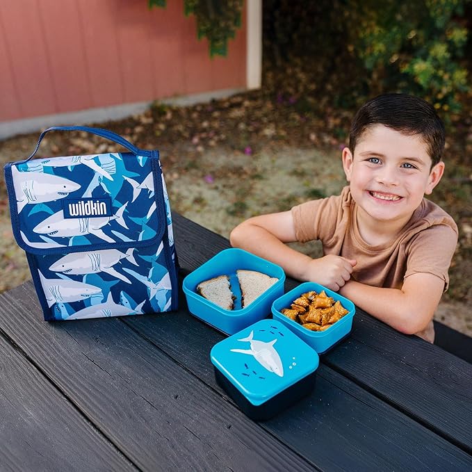 Wildkin Kids Insulated Lunch Bag – Reusable, Ideal for Hot/Cold Snacks, School & Travel - Sharks