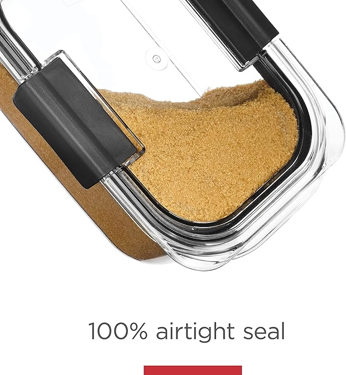 Rubbermaid Brilliance Plastic Food Storage Pantry Baking Set, 3 Containers with Lids (6 Pieces Total), BPA-Free, Clear