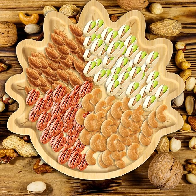 Turkey Plate, Bamboo Turkey Platter, Reusable Dessert Plate, Cute Dinner Plate, Funny Charcuterie Board, Novelty Solid Serving Tray, Birthday Party Decorations (11.4"x11.4"x0.6")