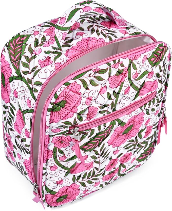 Aileam Lunch Box Lunch Bag for Women Cute Girls Lunch Box Insulated Womens Lunch Bag For Work Quilted Large Capacity Reusable Insulated Cooler for Work School Picnic Travel, Vintage Flower