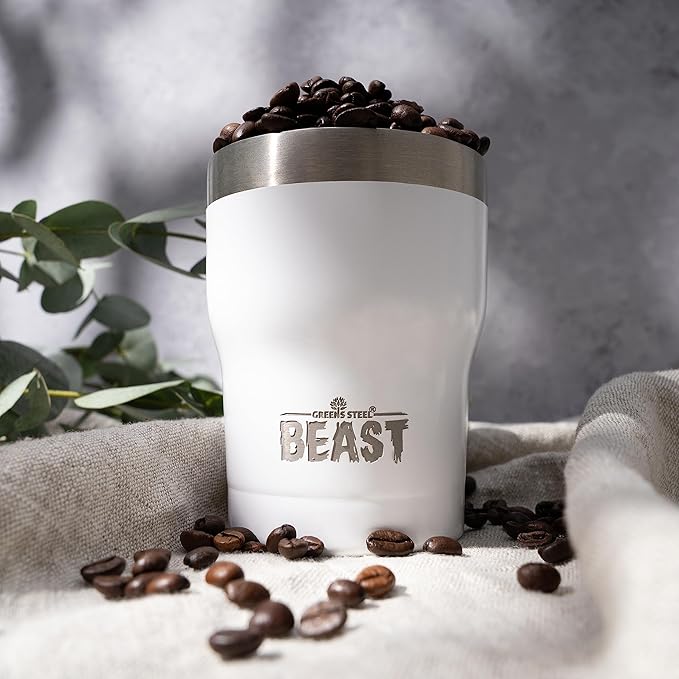 Beast 10 oz Tumbler Stainless Steel Vacuum Insulated Coffee Ice Cup Double Wall Travel Flask (Arctic White)