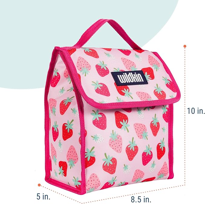 Wildkin Kids Insulated Lunch Bag – Reusable, Ideal for Hot/Cold Snacks, School & Travel - Strawberry Patch