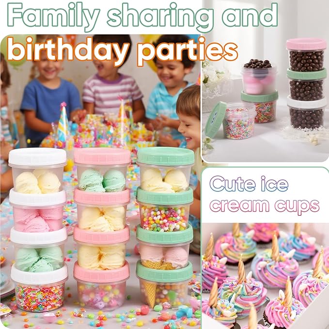 ASEVAT 5oz 6Pack Small Food Containers with Lids Salad Dressing Container Reuseable Snack Container Plastic Jar Freezer Storage Jars, Leakproof/Microwave/Dishwasher Safe