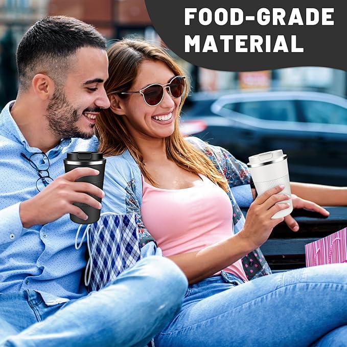 Insulated Coffee Tumblers with Flip Lid 12oz / 17oz, Stainless Steel Travel Coffee Mug Leak Proof, Vacuum Insulated Coffee Mug Reusable Cup, Keeps Cold and Hot for Coffee Tea