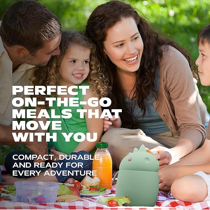 Bestie Foodie Kids Insulated Food Jar – Cute Character Lunch Container for Children, BPA-Free Stainless Steel, Leakproof & Vacuum Sealed, Keeps Food Hot or Cold, Easy to Clean, 16oz