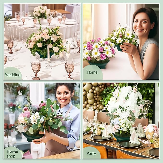 Sabary 48 Pack Large Size 6.3 Inch Floral Foam Round Bowls for Flower Arrangements Round Floral Supplies Flower Foam with Bowl Kit with Floral Foam Blocks for Table Party Wedding Festival Flower