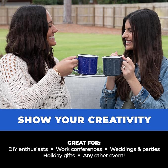 Set of 16 Ceramic Campfire Mugs – 15 Oz, Royal Blue – Coffee & Tea Cups for Home, Work, Travel, Camping – Customizable, Great for DIY, Events, Companies