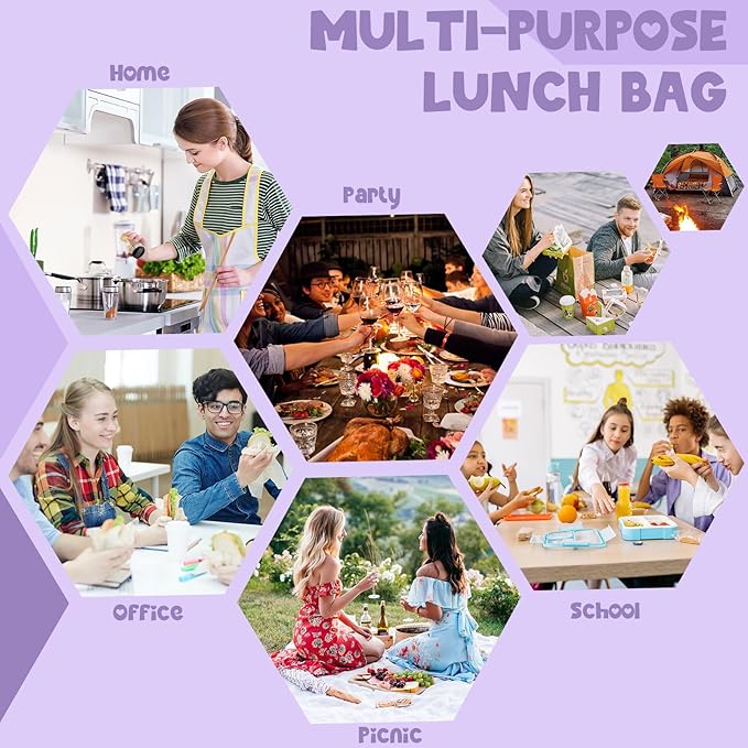 Bluboon Lunch Bag for Women Men Cute Corduroy Lunch Tote Bags Reusable Insulated Lunch Box Large Capacity Reusable Insulated Cooler for Work Picnic or Travel (Corduroy strawberry purple)