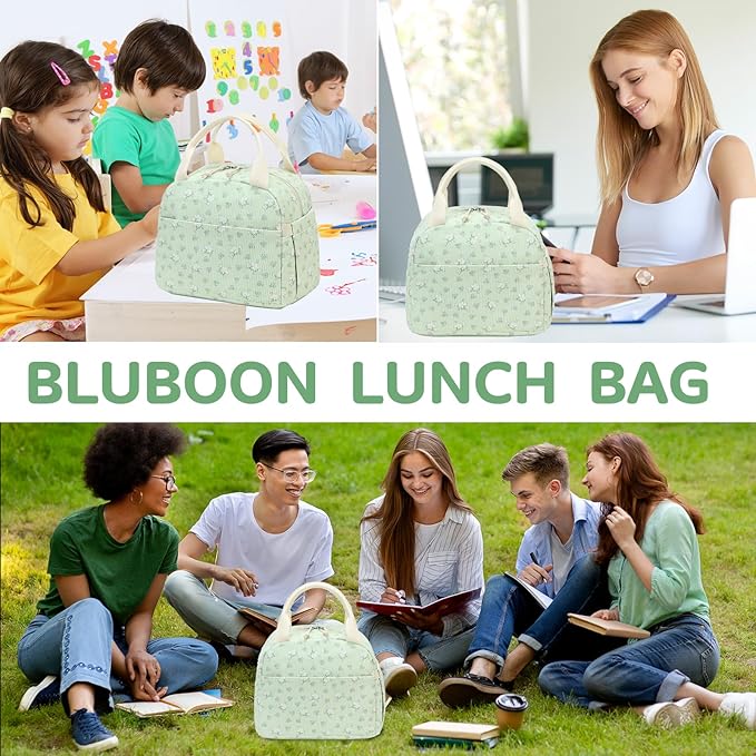 Bluboon Lunch Bag for Women Men Cute Corduroy Lunch Tote Bags Reusable Insulated Lunch Box Large Capacity Reusable Insulated Cooler for Work Picnic or Travel
