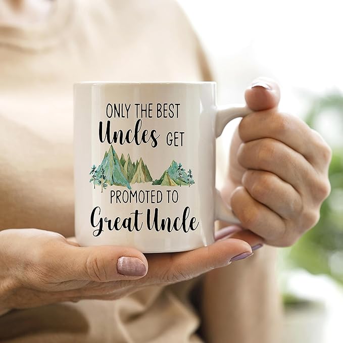 QASHWEY Uncle Mug, Uncle Gifts, Uncle Coffee Mugs, Great Uncle Mug, Great Uncle Mug Tea Cup Gifts for Uncle, Promoted to Great Uncles Coffee Cups Ceramic 11oz