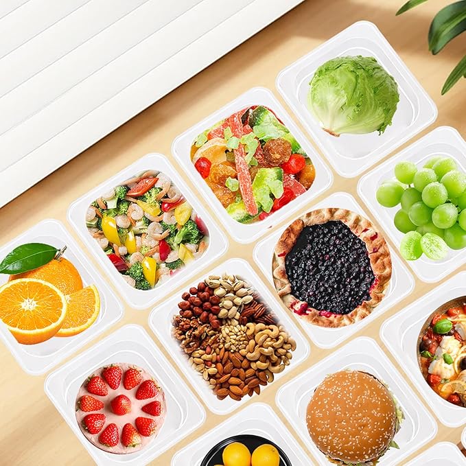 8 Packs Plastic Food Pan with Lids Clear Food Storage Containers 1/6 Size 6 Inch Deep Restaurant Commercial Hotel Pans Stackable Polycarbonate Pan for Vegetables Fruits Beans Corns