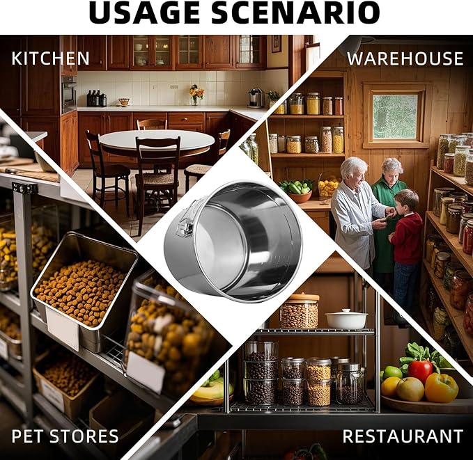 33L/8.7 Gal 304 Stainless Steel Containers with Lids 1116 Oz Airtight Containers with Lids and Lock Hole 304 Stainless Steel Container with Lid for Storage 304 Airtight Stainless Bucket