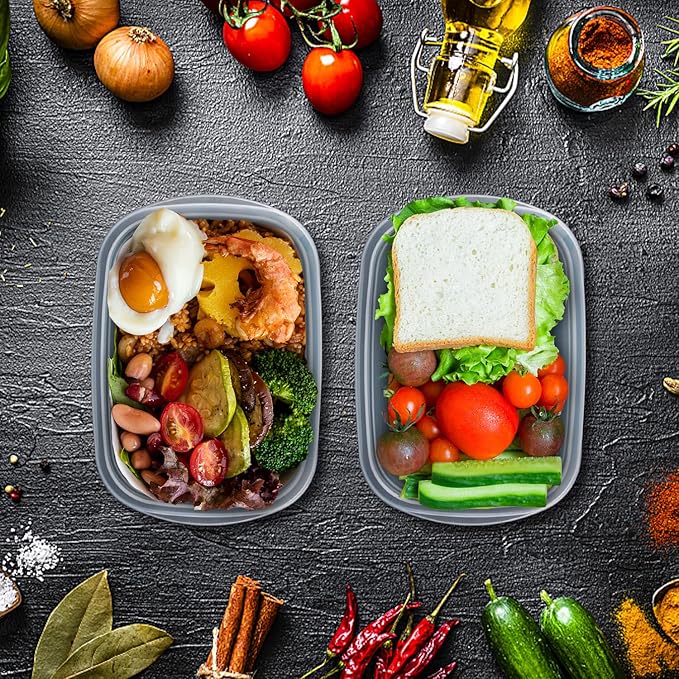 5PCS Food Containers Storage Sets(1000ML per Box),BPA-Free Rectangle Plastic Food Containers with Lids-Stackable Food Storage Box for School,Work,Travel and Meal Prep(Microwave and Fridge Safe)