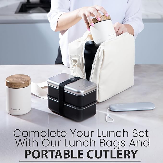 Stainless steel Insulated Food Jars set (16Oz + 12 OZ) wide mouth thermal container, Insulated Lunch Containers| Hot Food Lunch Container | Lunch box, Vanilla Woods (Off White)