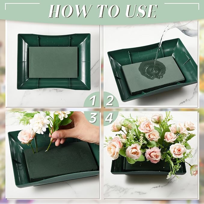 Sabary 18 Pack Large Size 8.5 x 6.7 Inch Floral Foam Bowl Floral Arrangements Supplies Foam in Bowls Flower Bowl with Blocks Kits for Table Party Wedding Festival Flower Holiday Decorating