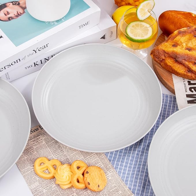 Supernal 16pcs Grey Wheat Straw Plates,Hard Plastic Plates Reusable,Unbreakable Dinner Plates,Reusable Plastic Plates,Deep Dinner Plates,Dishwasher & Microwave Safe for Camping, Picnic