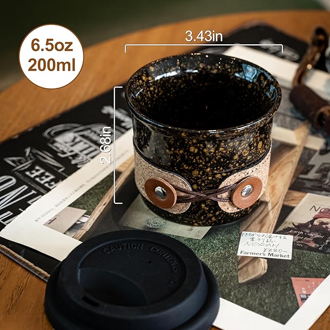 Travel Coffee Mug, No Spill Coffee Cups with Lids, Reusable Camping Mugs, To Go Coffee Mug, Ceramic Tumbler for Men & Women, Microwave & Dishwasher Safe, 6.5oz