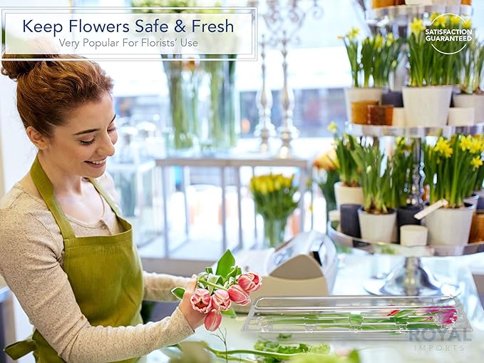 Royal Imports 50 Pack Clear Plastic Flower Box for Corsage, Boutonniere, Rose, Orchid Prom Wedding Craft Container 25x5x4