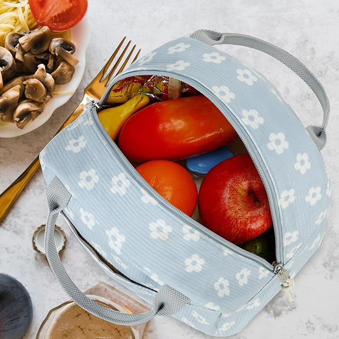 Bluboon Lunch Bag for Women Men Cute Corduroy Lunch Tote Bags Reusable Insulated Lunch Box Large Capacity Reusable Insulated Cooler for Work Picnic or Travel