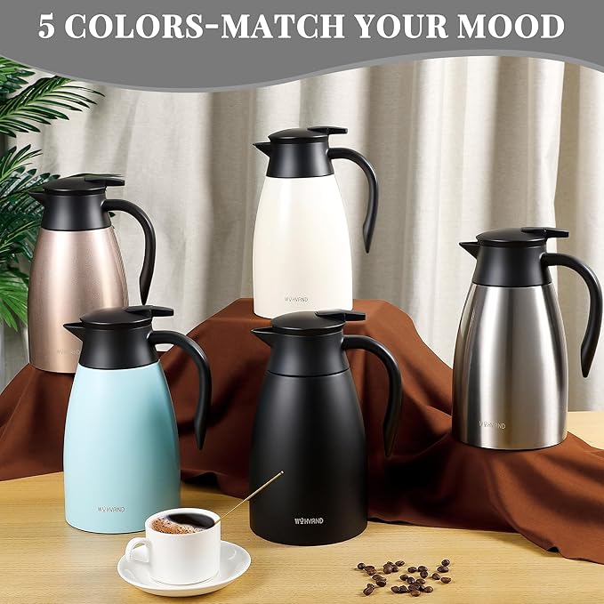 51 Oz Thermal Coffee Carafe, Stainless Steel Insulated Vacuum coffee crafts to keep coffee hot, 1.5 Liter Tea Water Coffee and Beverage Dispenser (Silver)