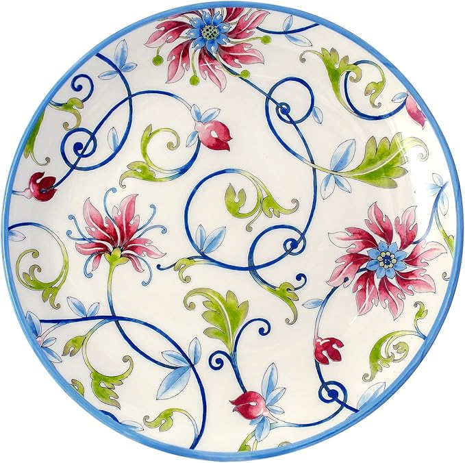 Tudor Royal Collection 16-Piece Round Dinnerware Set, Service for 4, Botanical Design, Plates Bowls Dishes, High-Gloss Premium Quality