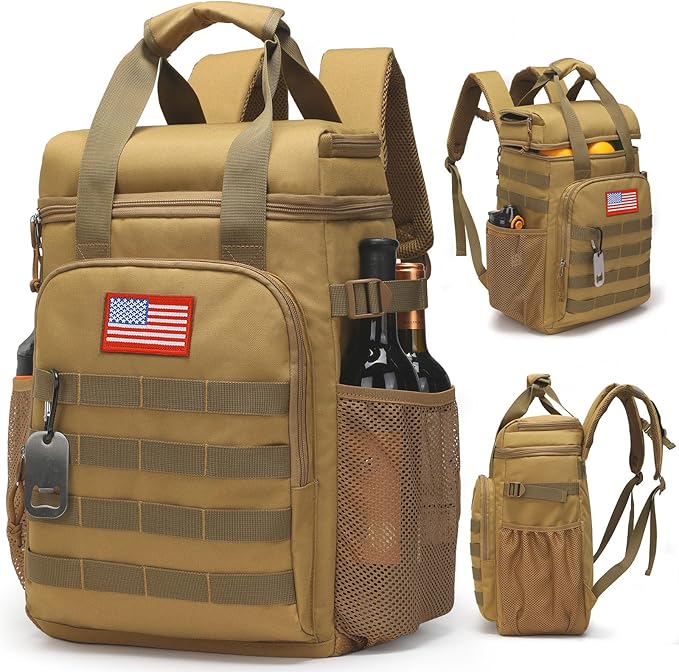 Tactical Backpack Cooler,Lunch Backpack for Men Adults Work with Handle，Soft Cooler Backpack Insulated Waterproof Leak Proof