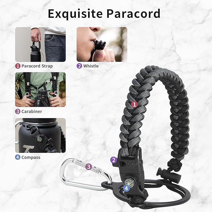 Trebo 40oz Water Bottle with 3 Lid and handle, Vacuum Insulated Stainless Steel Metal Outdoor Leakproof BPA-Free Flask, Keep Cold 48 Hours Water Jug, Best Gift for Men Women Holiday, Dark Gray