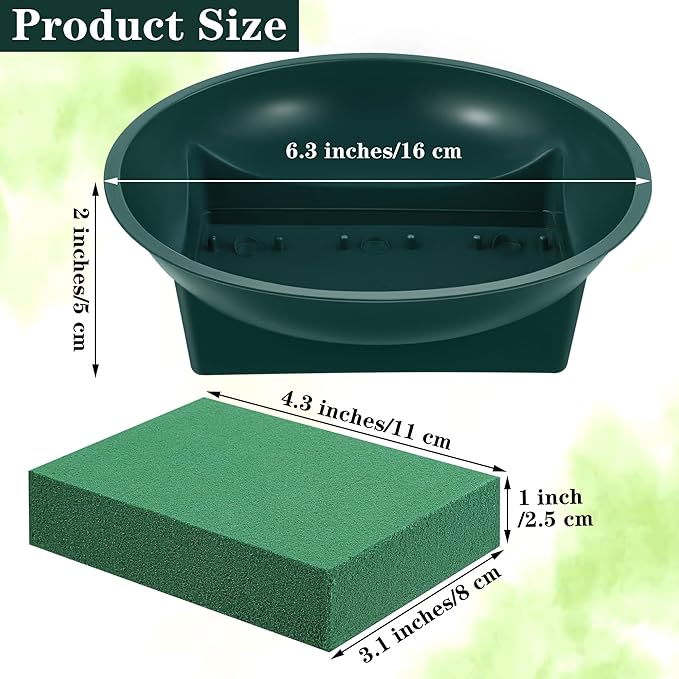 16 Sets Flower Foam Blocks with Bowl Kit Square Floral Foam Blocks Floral Arrangement Round Bowls DIY Floral Foam for Flower Arrangements Birthday Wedding Party Decoration Table Centerpiece