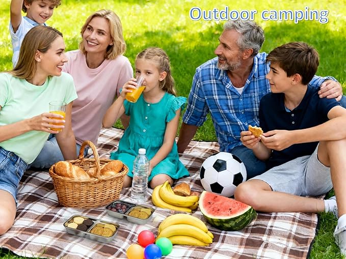 Stainless Steel Snack Containers,2 Compartment Reusable Snack Containers with Lids,Snack Box,Stainless steel lunch containers for Travel,Office,Outdoor Camping,Daily Use (2PCS)