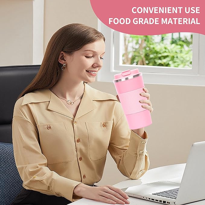 Coffee cups, mugs 17 oz - Insulated Coffee Travel Mug Spill Proof with Leak Proof Lid Vacuum Stainless Steel Insulated Mug Coffee Carry-On, Reusable Coffee Mug (pink)