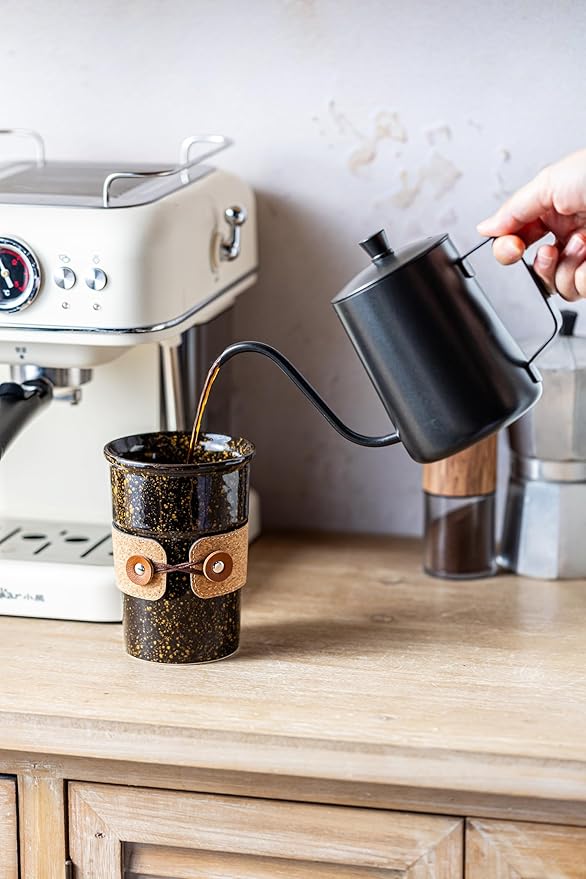 Travel Coffee Mug, Tea Mug, Big Coffee Cups with Lids, No Spill Ceramic Tumbler, Reusable Camping Coffee Mugs for Men & Women, Microwave & Dishwasher Safe, 16.5 oz