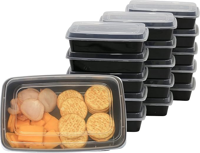 16 Pack - SimpleHouseware 1 Compartment Food Grade Meal Prep Storage Container Boxes, 28 Ounces