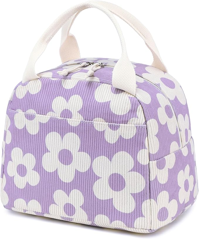 Bluboon Lunch Bag for Women Men Cute Corduroy Lunch Tote Bags Reusable Insulated Lunch Box Large Capacity Reusable Insulated Cooler for Work Picnic or Travel