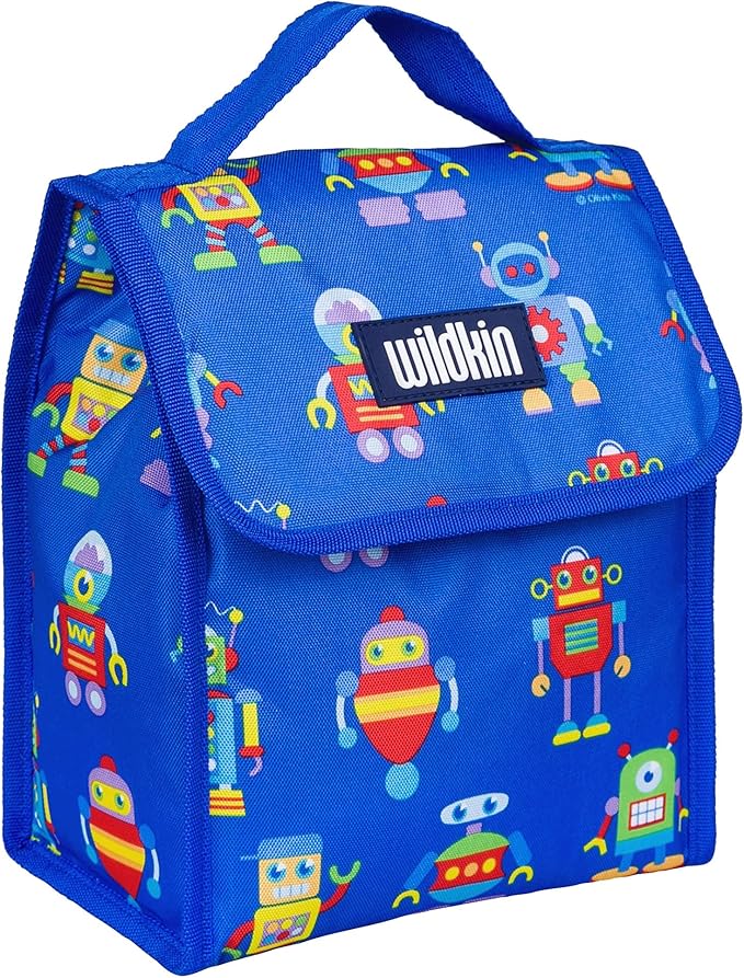 Wildkin Kids Insulated Lunch Bag – Reusable, Ideal for Hot/Cold Snacks, School & Travel - Robots